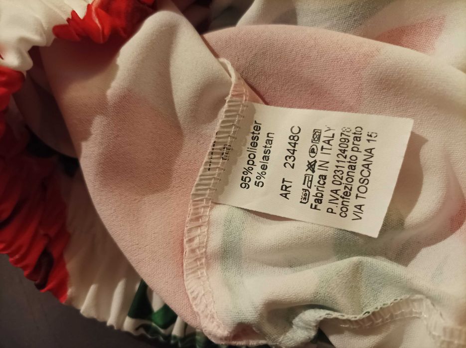 Spodnie damskie wzorzyste z szeroką nogawką wzór w maki.