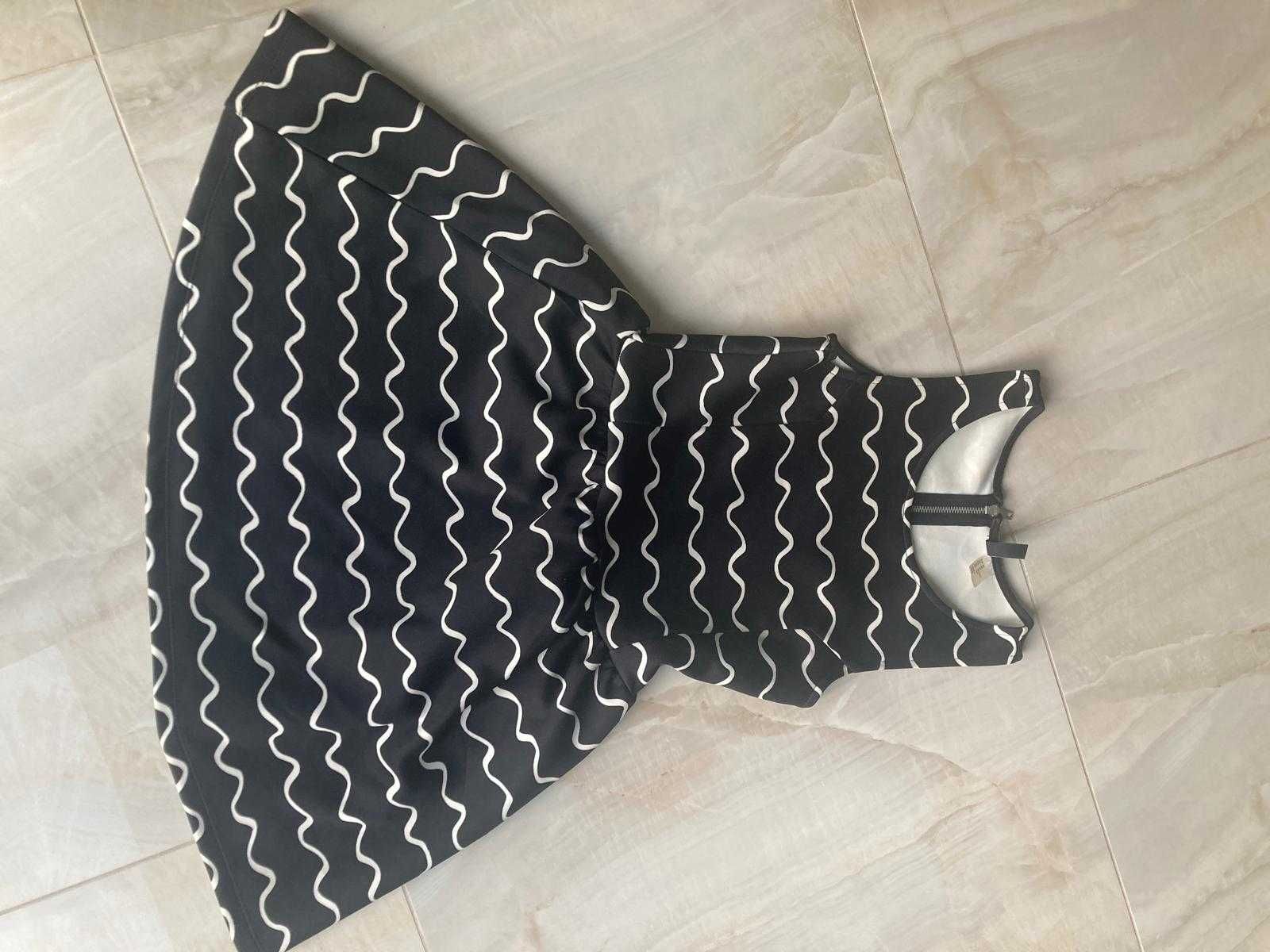 Sukienka letnia czarna w biały wzorek H&M rozmiar XS  160/80A