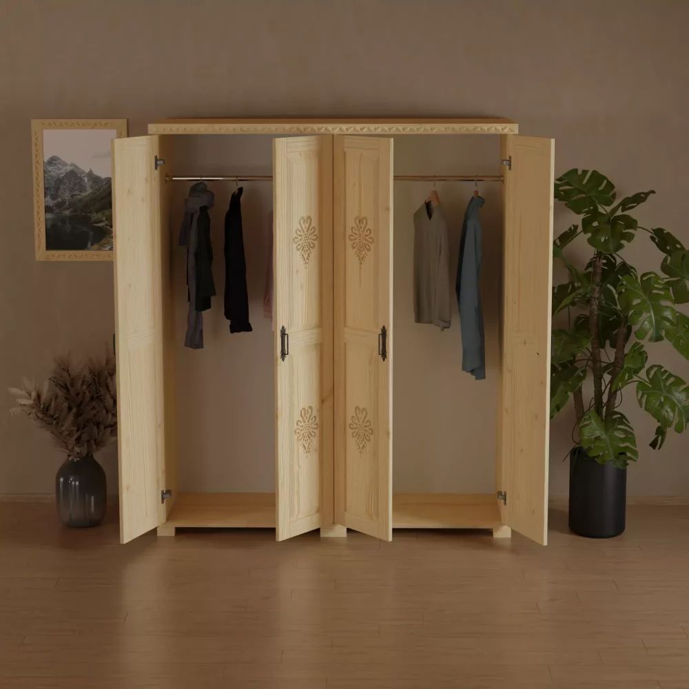 Szafa w stylu góralskim 160cm, 4x drzwi !PRODUCENT!