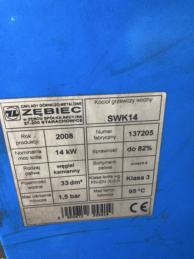 Piec Zębiec 14kw z osprzętem 2008r stan bardzo dobry.