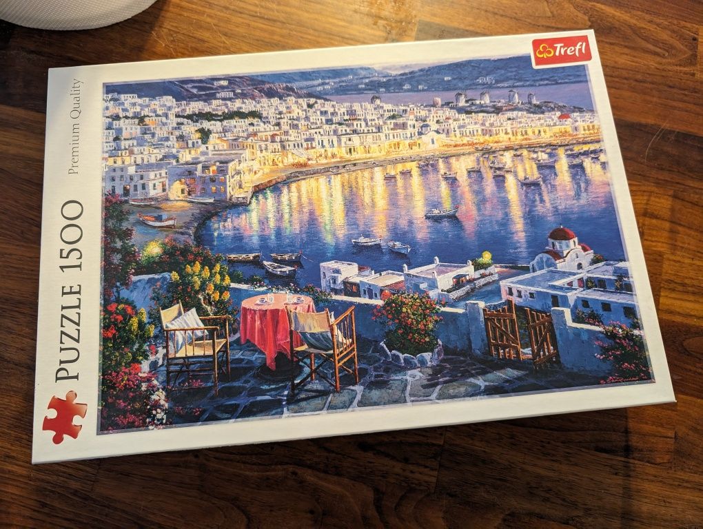 Puzzle Trefl Mykonos o zachodzie słońca 1500 el.