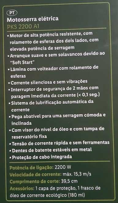Motoserra eléctrico Parkside