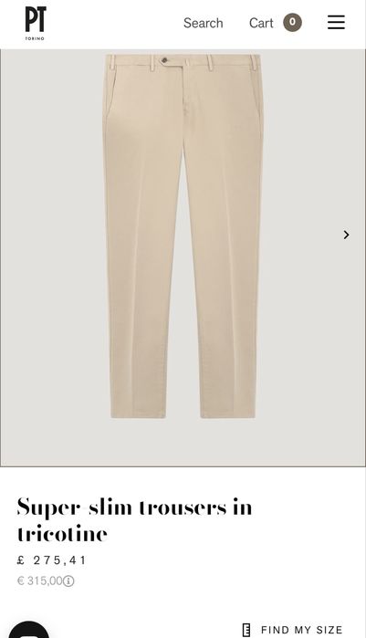 Брюки-чіноси PT01 (оригінал, made in Italy)