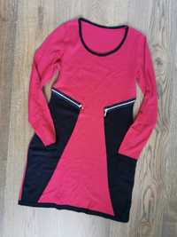 Dzianinowa sukienka czarno czerwona, rozmiar  M