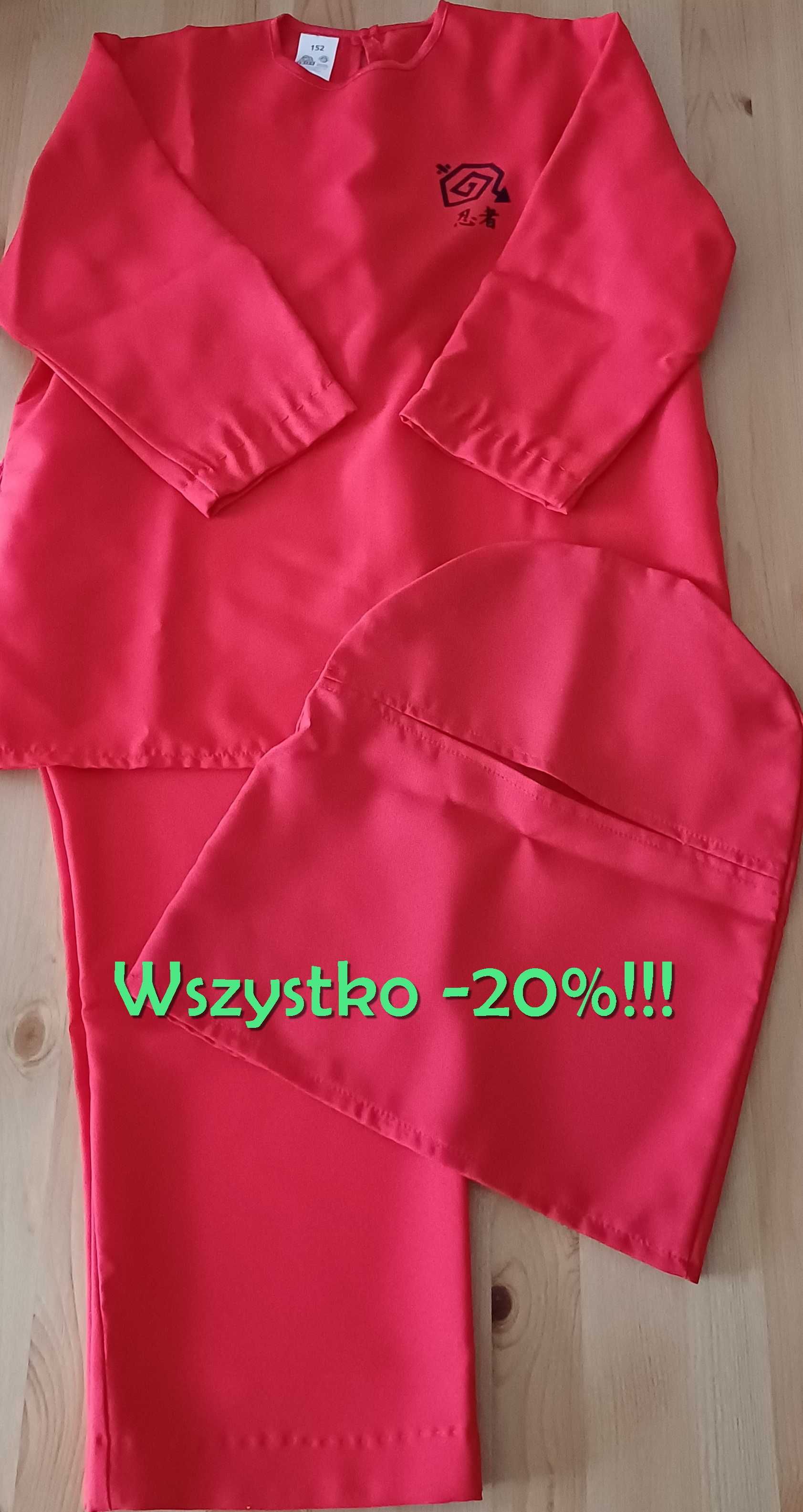 Akcesoria/ strój na bal/ przebranie czerwone kimono Ninja 140/146/152