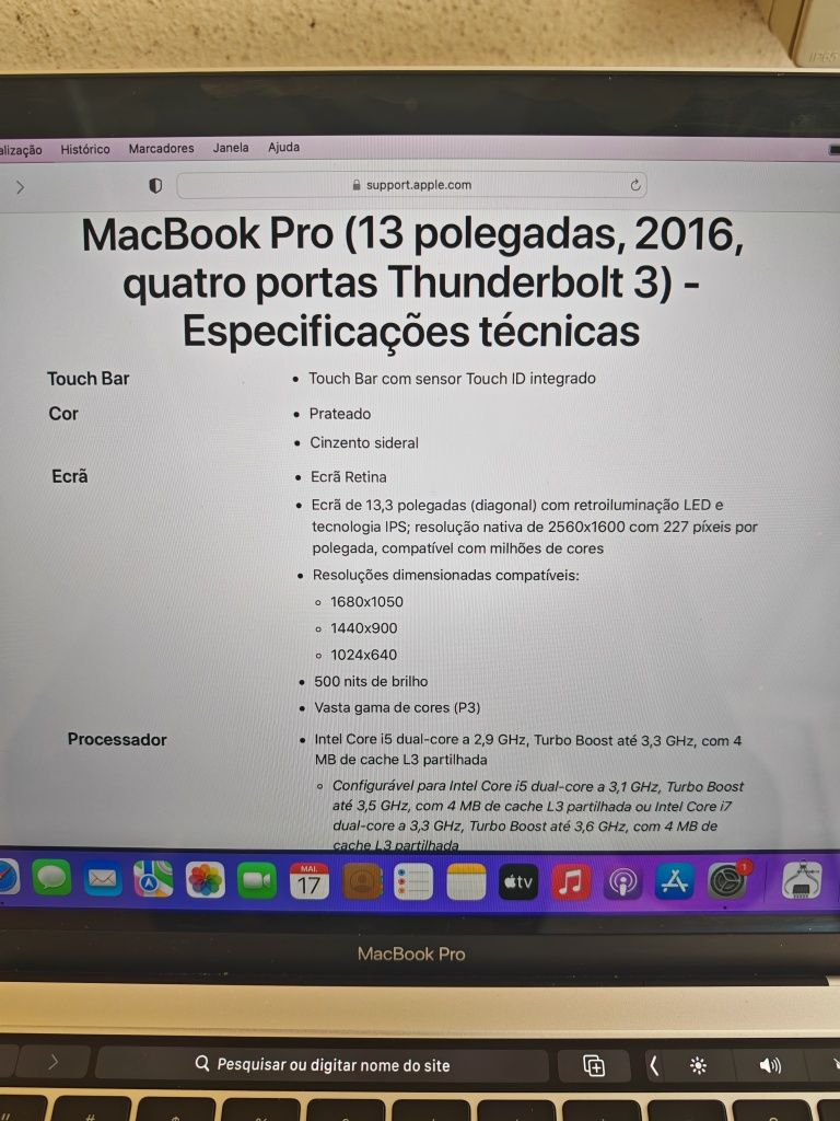 MacBook Pro 13" (2016) 8GB 256GB Cinzento Em bom estado