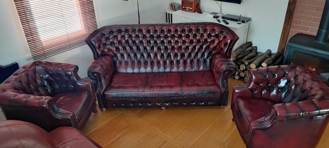 Zestaw, sofa CHESTERFIELD 3-osobowa + 2 fotele