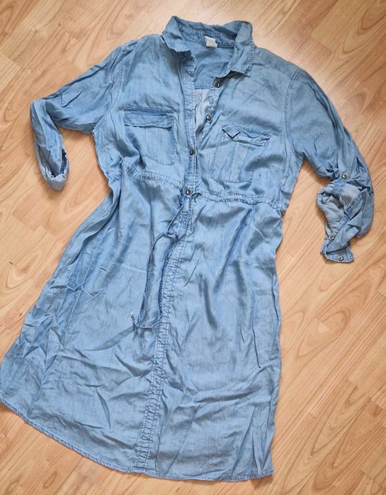 Jeansowa luźna sukienka Mama H&M M