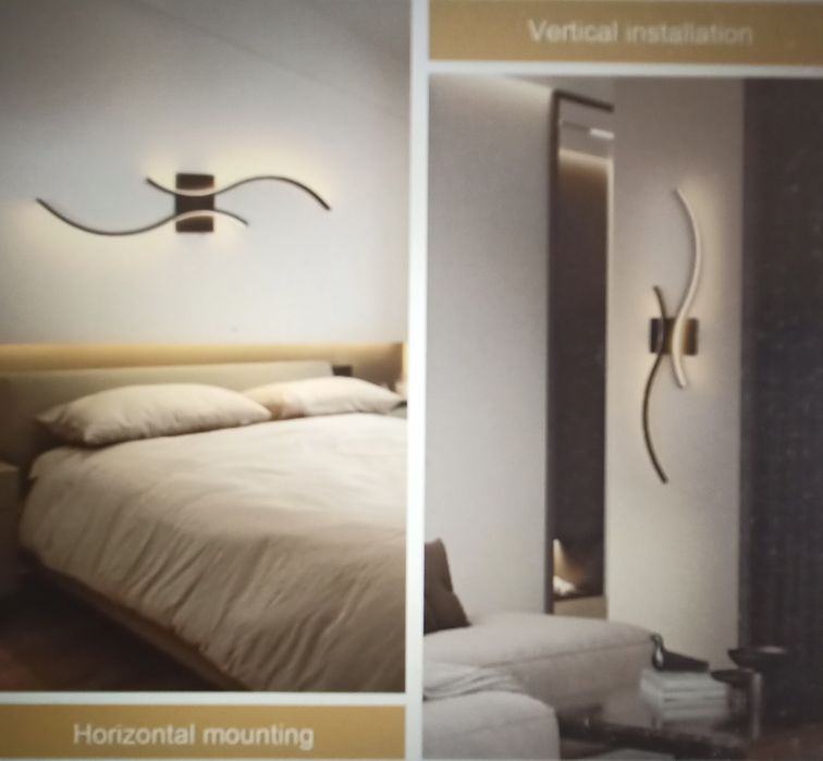 Nowe lampy ścienne 2 sztuki ,LED 27w ,czarne 3000K ciepłe białe 80cm