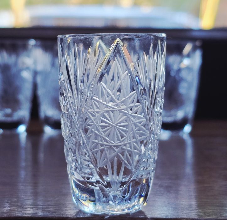 Kryształowe kieliszki do wódki 6 szt kryształy prl retro vintage