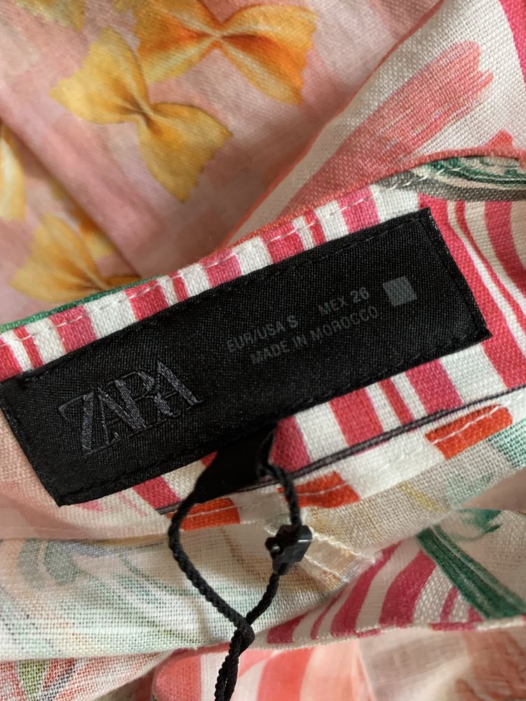 Zara nowa viralowa patchworkowa kolora sukienka z motywem jedzenia S