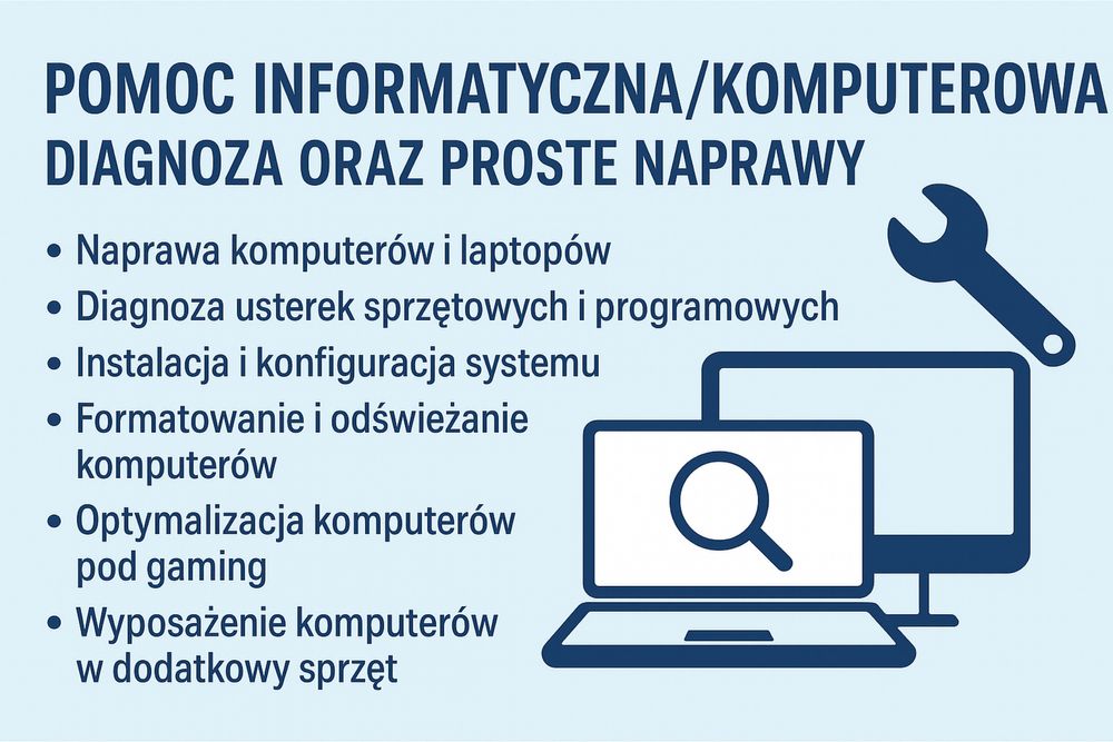 Pomoc informatyczna/komputerowa , diagnoza oraz proste naprawy.
