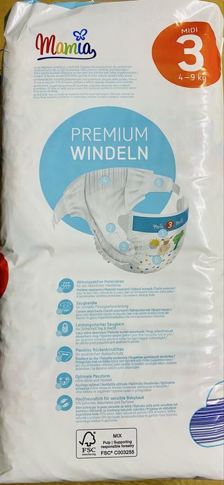 Peluchy Mamia midi 3 (4-9 kg)  56 sztuk w paczce