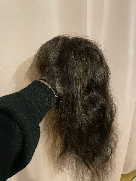 Peruka z włosów naturalnych lace front brązowa z grzywką