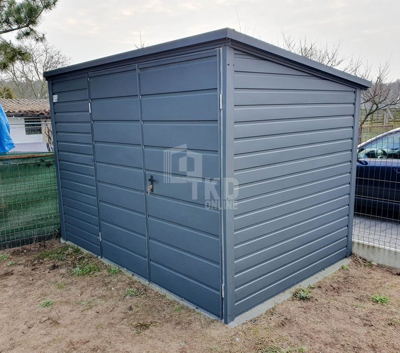 Domek Ogrodowy - Schowek 2,5X2 - Brama Antracyt Spad W Tył  Tkd203