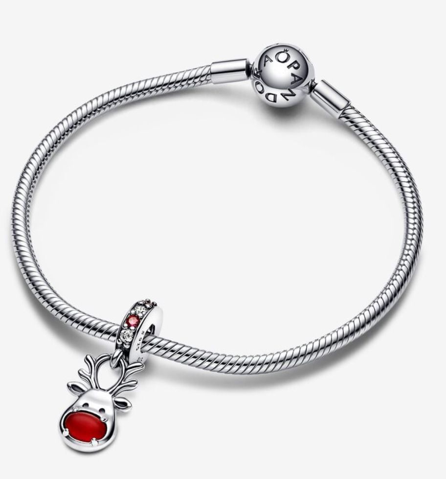 Charms do Pandora-zawieszka Murano Renifer z czerwonym nosem