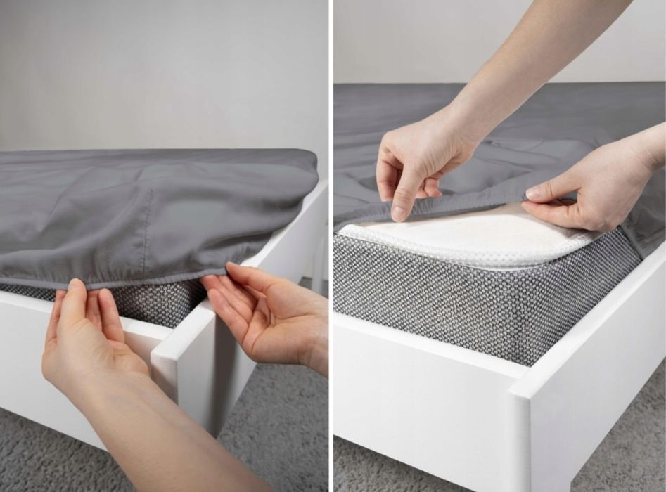 NOWE | Prześcieradło satynowe z gumką | Szare | 120x200 | DETEXPOL |