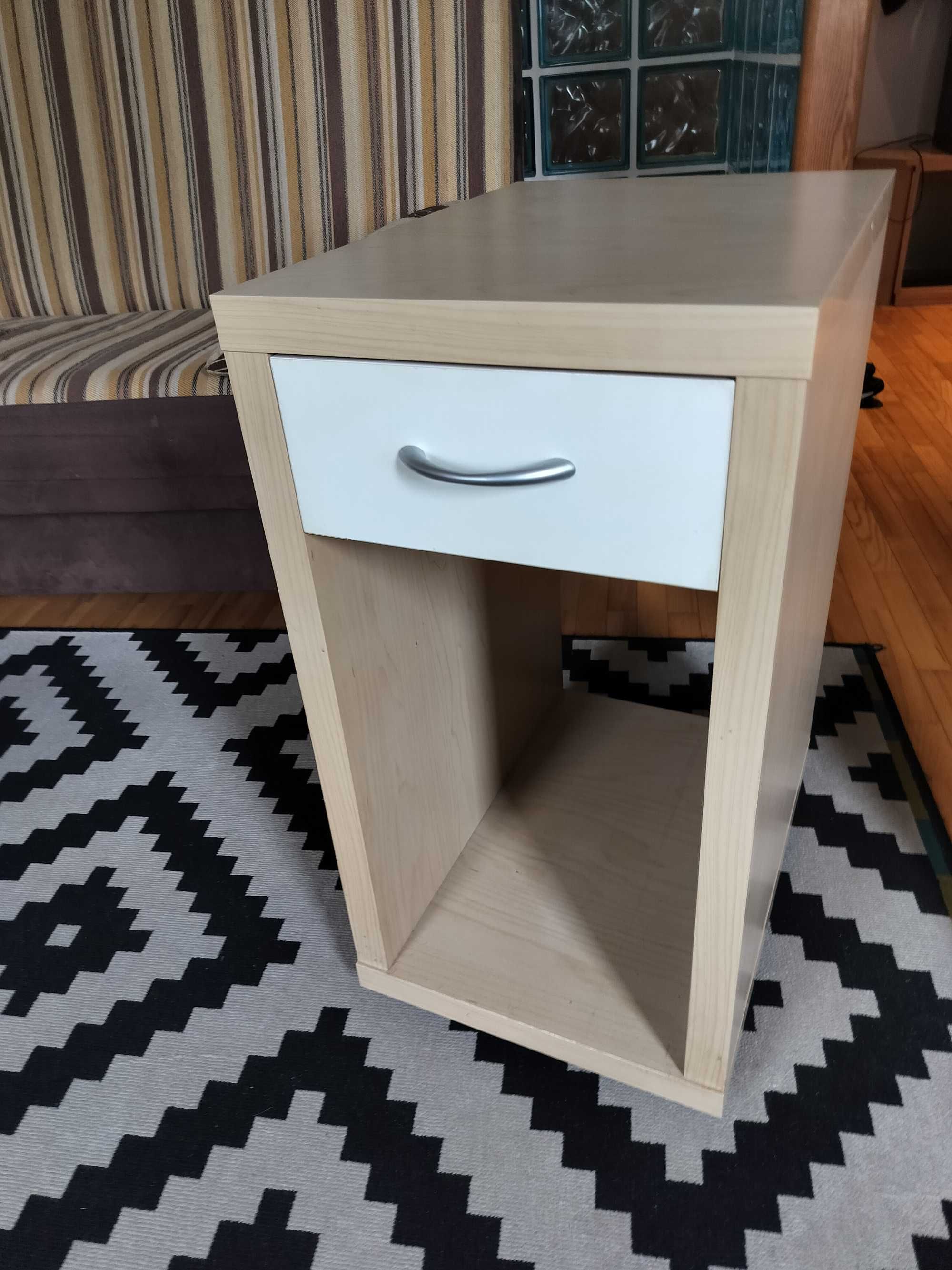 Komplet mebli IKEA - stolik kawowy, biurko z szafką - kolor brzoza