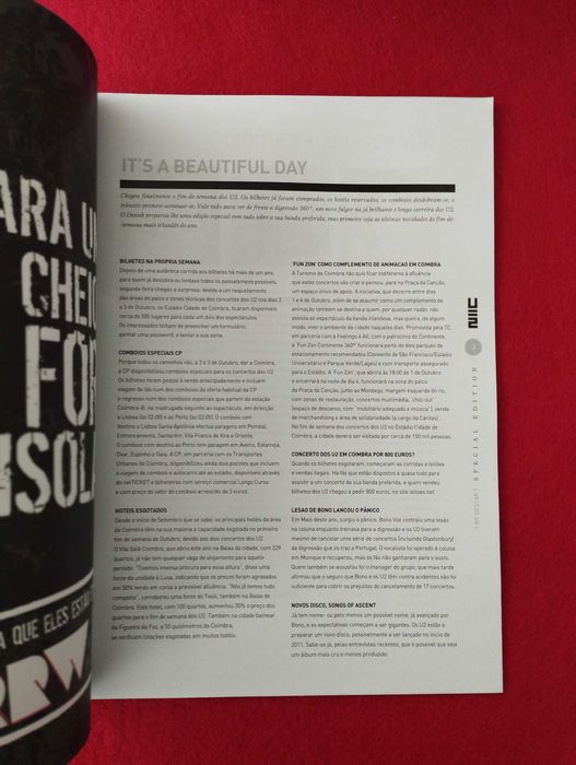 U2 Special Edition Concertos Coimbra Outubro 2010 - Raridade