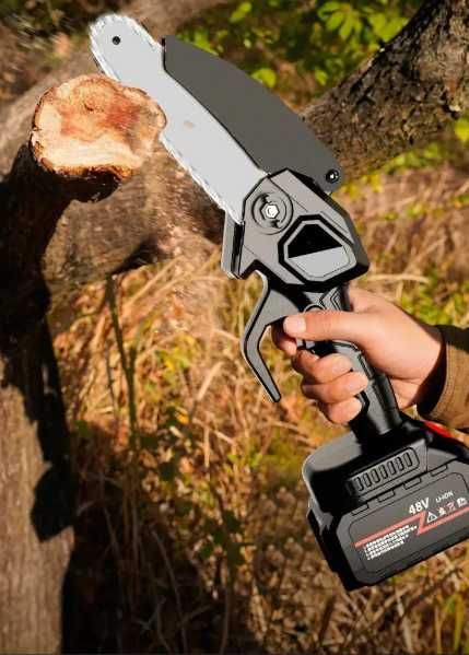 Аккумуляторная цепная мини-пила 6 дюймов 48V в чемодане 2 АКБ. 2 цепи