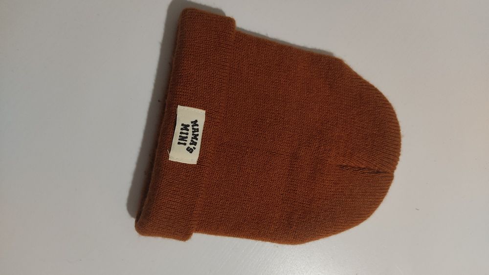 Jesienno zimowa brązowa czapka dla chłopca na około 2/3 latka