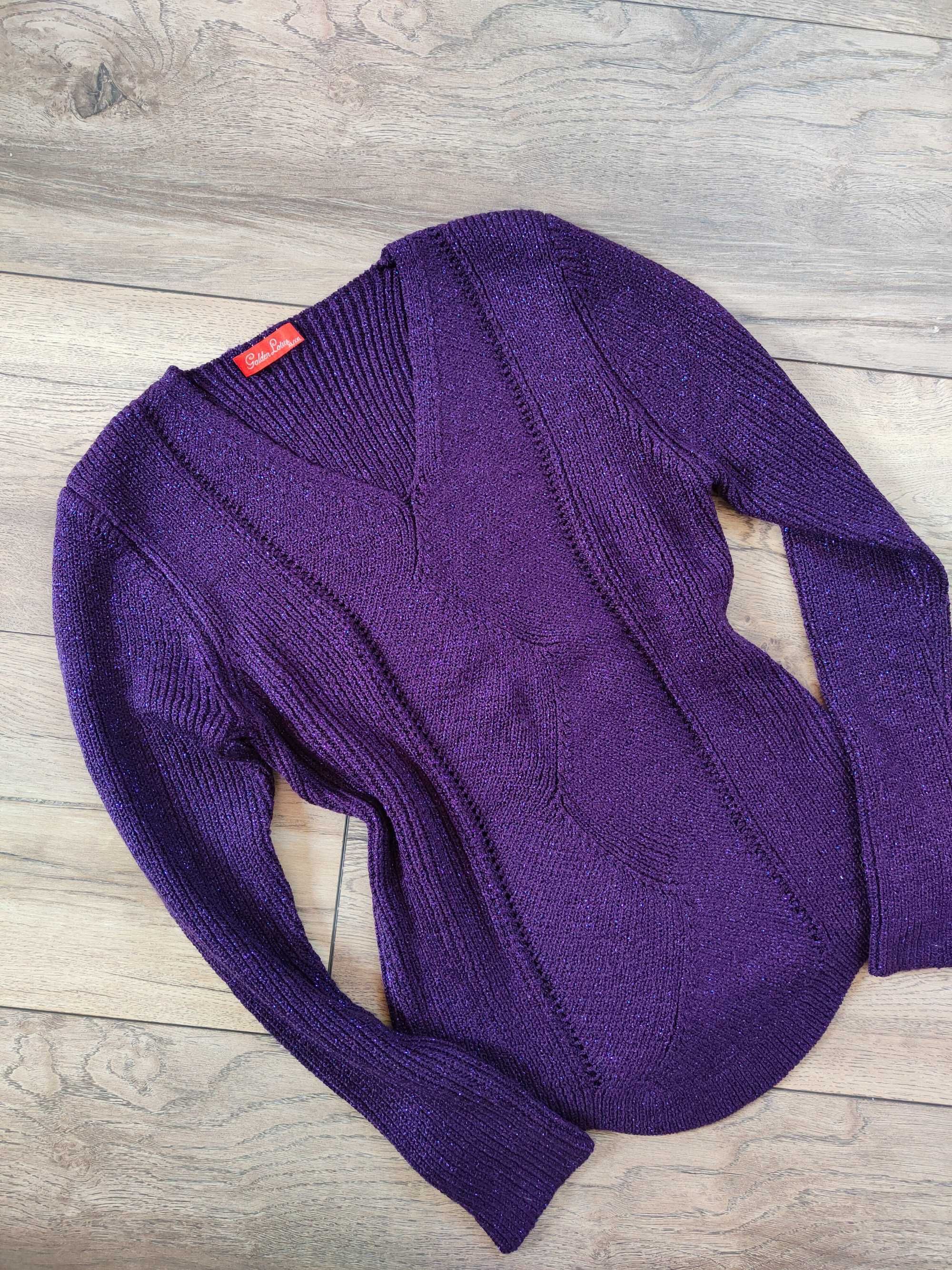 Fioletowy sweter 40 42 Metaliczny Vintage