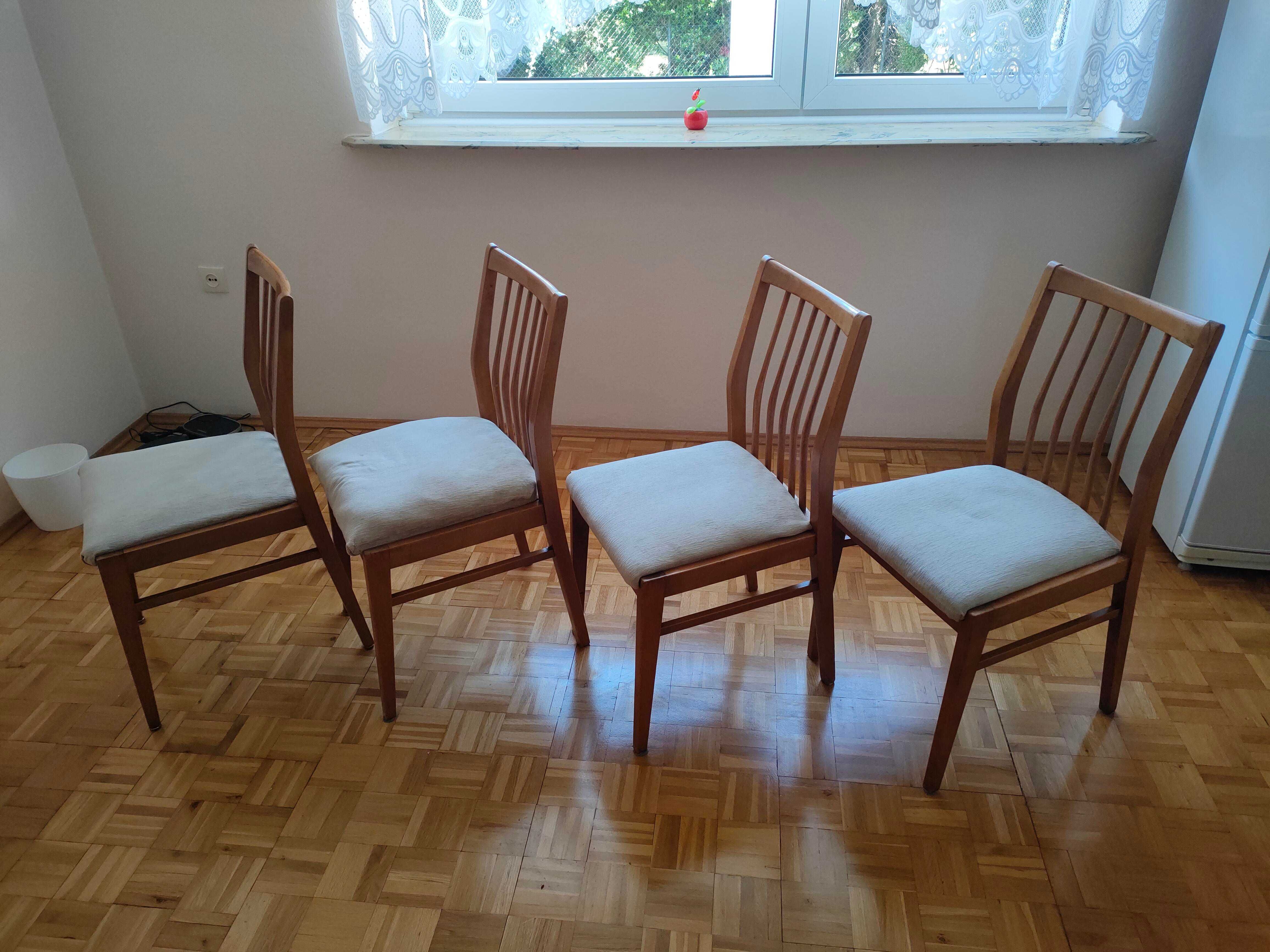 4 krzesła PRL, stan bardzo dobry, oryg. tapicerka w kolorze oliwkowym