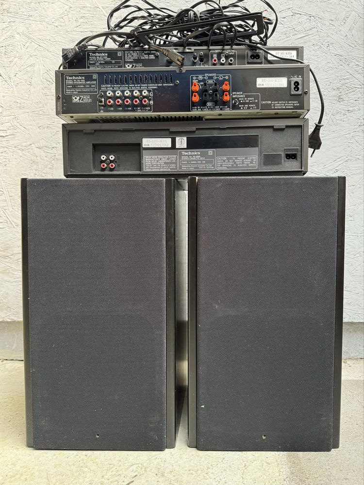 Wieża Technics z kolumnami HECO deck wzmacniacz tuner