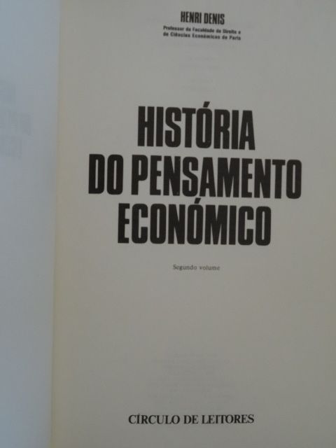 História do Pensamento Económico de Henri Denis