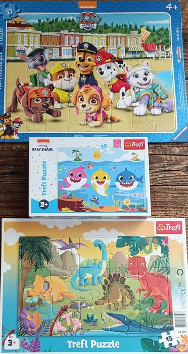 3x PUZZLE 15 30 37 elementów