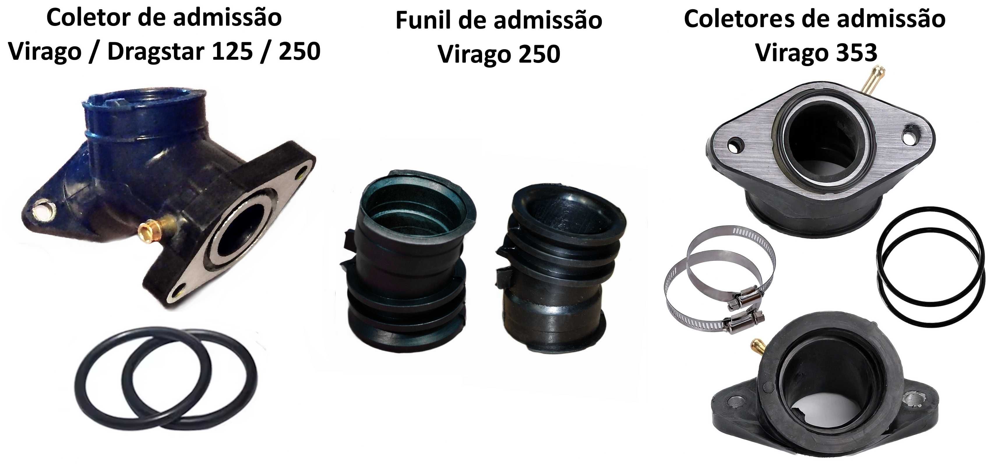 Coletor e funil admissão Virago-Dragstar 125-250 e coletor Virago 535