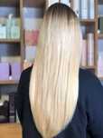 55 pasemek komplet włosy naturalne 45cm dł blond kanapka tape taśmy.