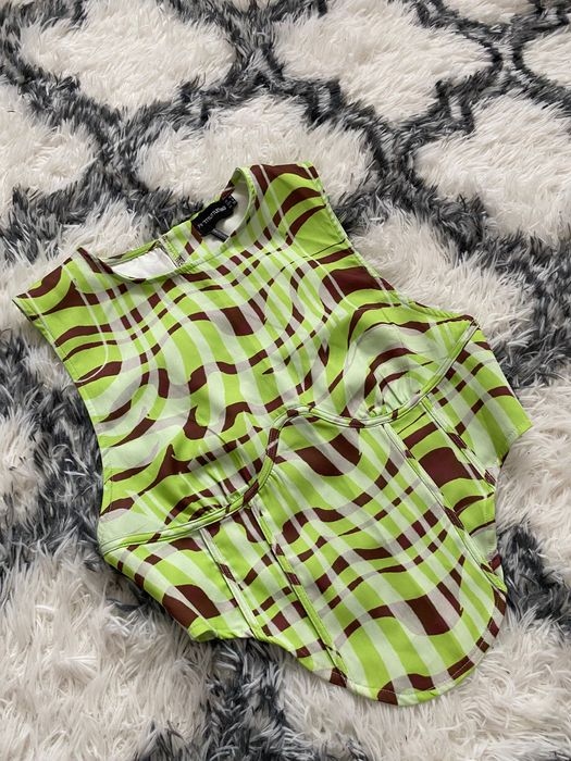 Корсет топ prettylittlething салатовий/шоколад