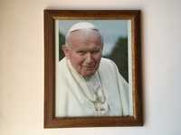 Jan Paweł II zdjęcie w ramie drewnianej złota i brązowa dwie sztuki