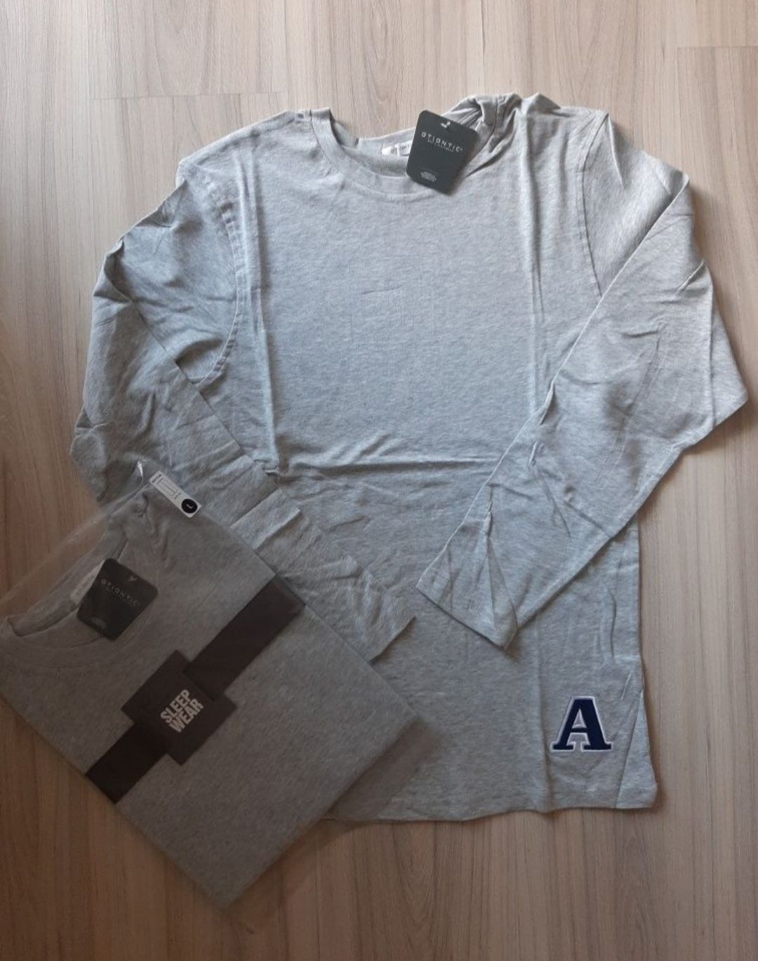 Koszulka męska, piżamowa Atlantic, rozmiar M, długi rękaw, bawełna