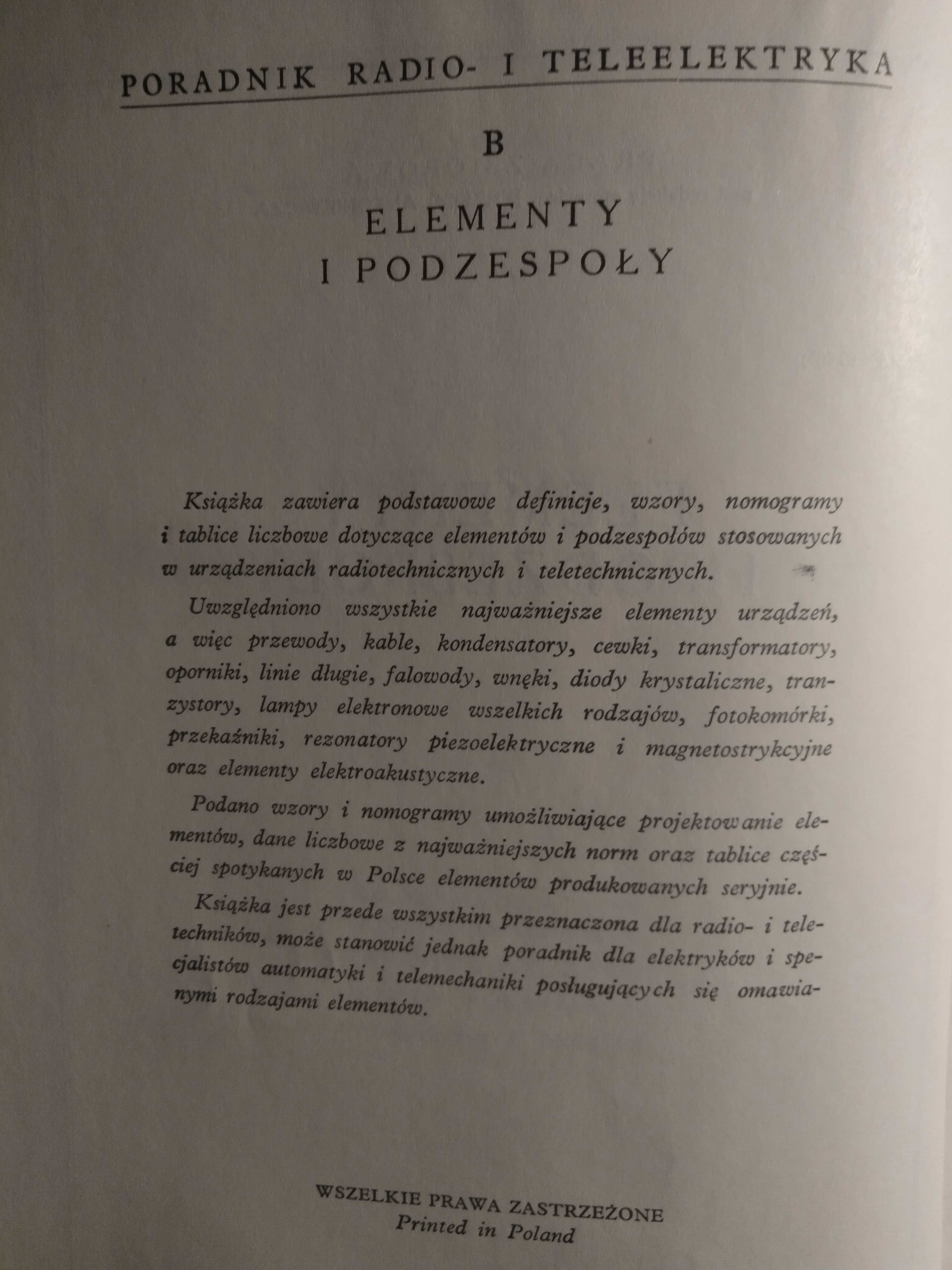 Poradnik radio- i teleelektryka - część B - elementy i podzespoły