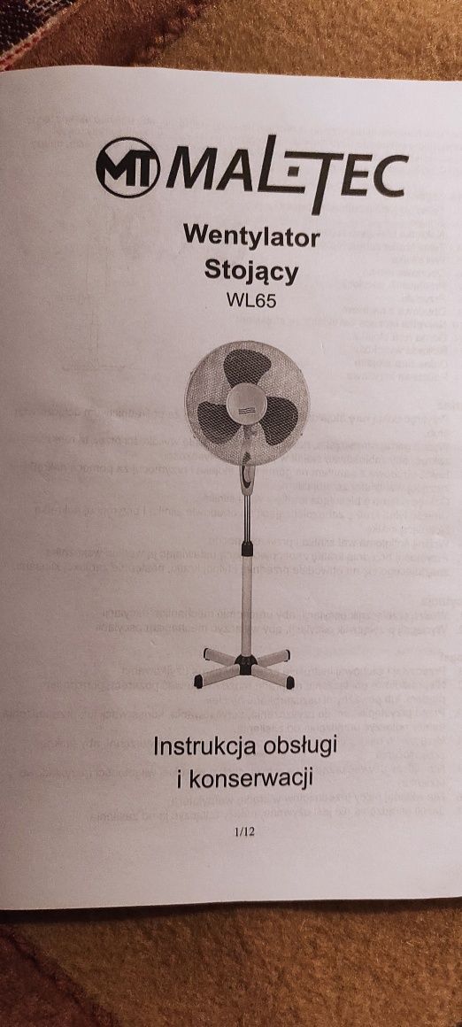 Wentylator stojący wiatrak Maltec nowy