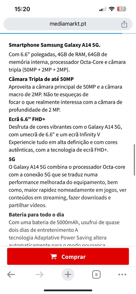 Samsung A14 5G com garantia