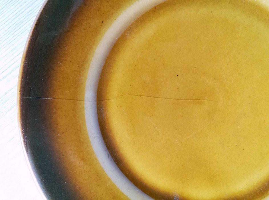 Talerzyk talerz talerzyki deserowe brązowe małe porcelit Tułowice PRL