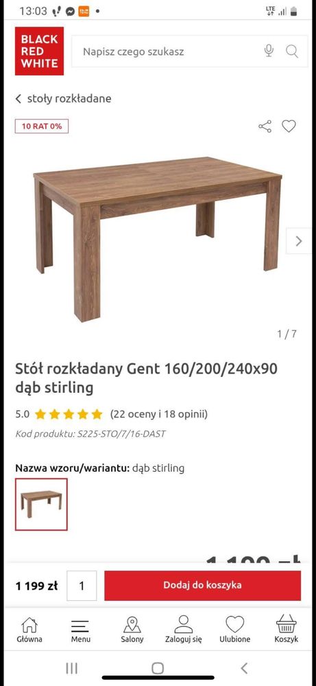 Stół nowy w kartonie