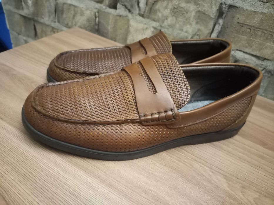 Мокасины туфли летние кожаные плетенная кожа gi&Co размер 41.