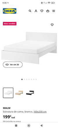 Cama Malm 160x200 com Colchão