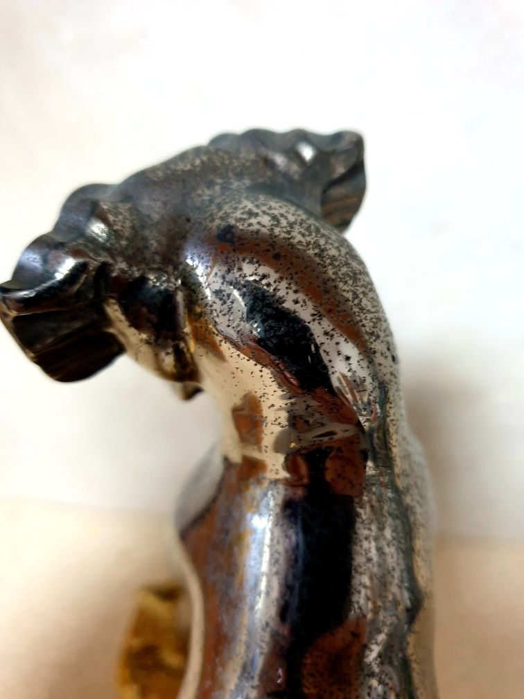 Antiga escultura em bronze - cão com coelho- Jules Moigniez