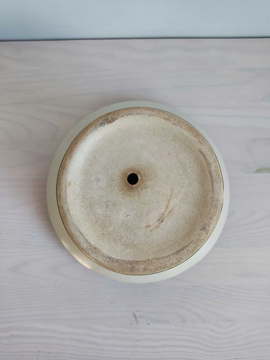 Donica doniczka stara ceramiczna gliniana zielono kremowa