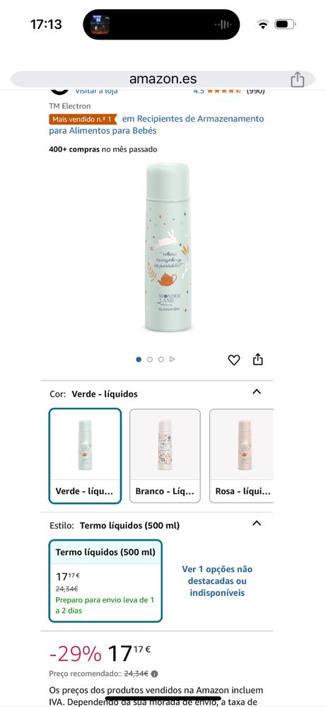 Dosedador de leite em pó e termo de água