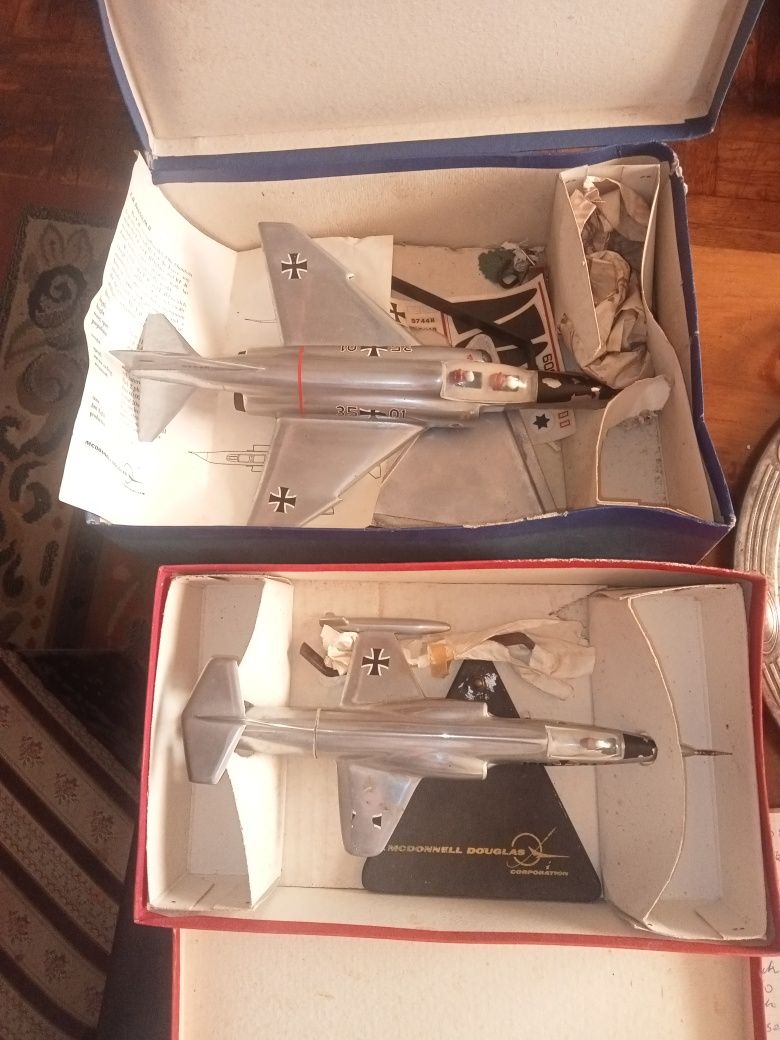 Stary Samolot kolekcjonerski duża Metalowa zabawka model stał alu XXw.