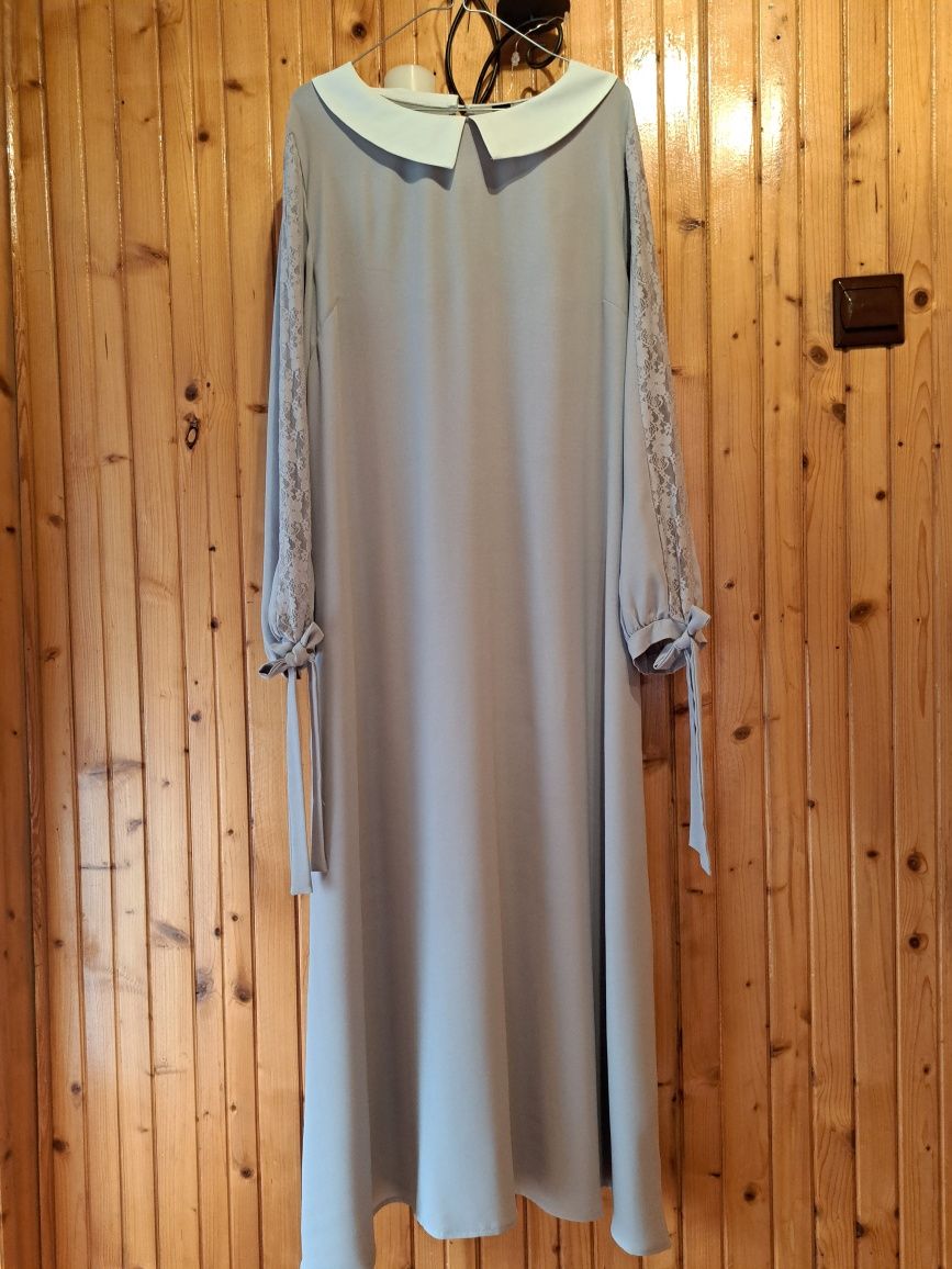 SHEIN nowa szara sukienka maxi z koronką r. 44-46