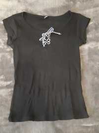 T-shirt Sinsay czarny sznurowany dekold S 36
