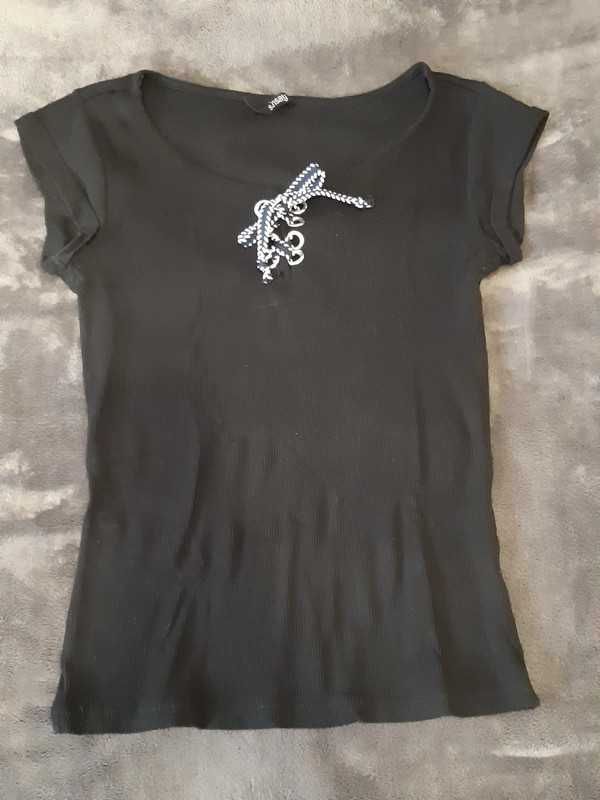 T-shirt Sinsay czarny sznurowany dekold S 36