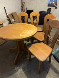 Drewniany stół i 4 krzesła 120x85 95x85